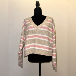 Tan/pink striped sweater